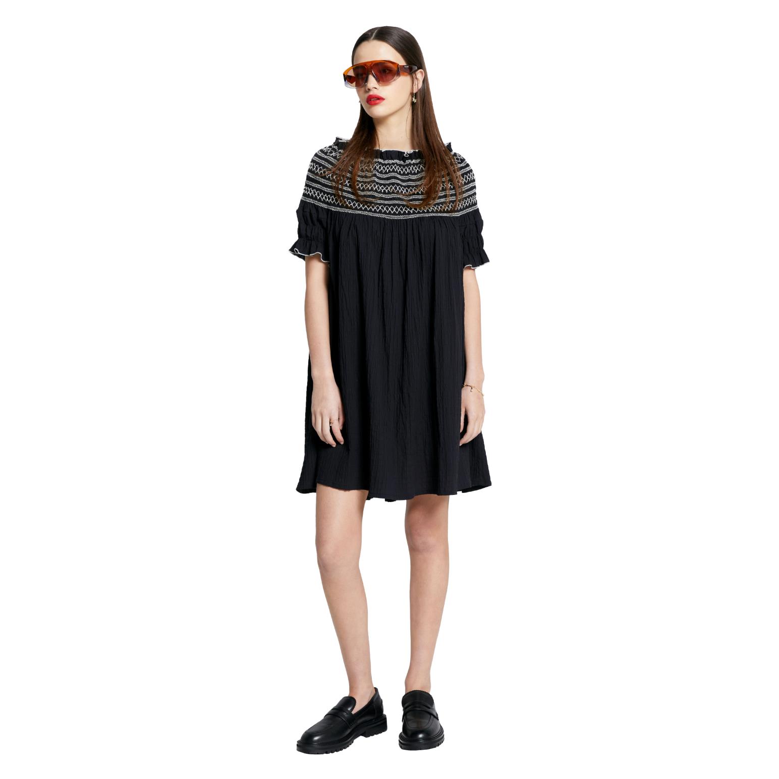 Karen Walker Gaia Smocked Mini Dress